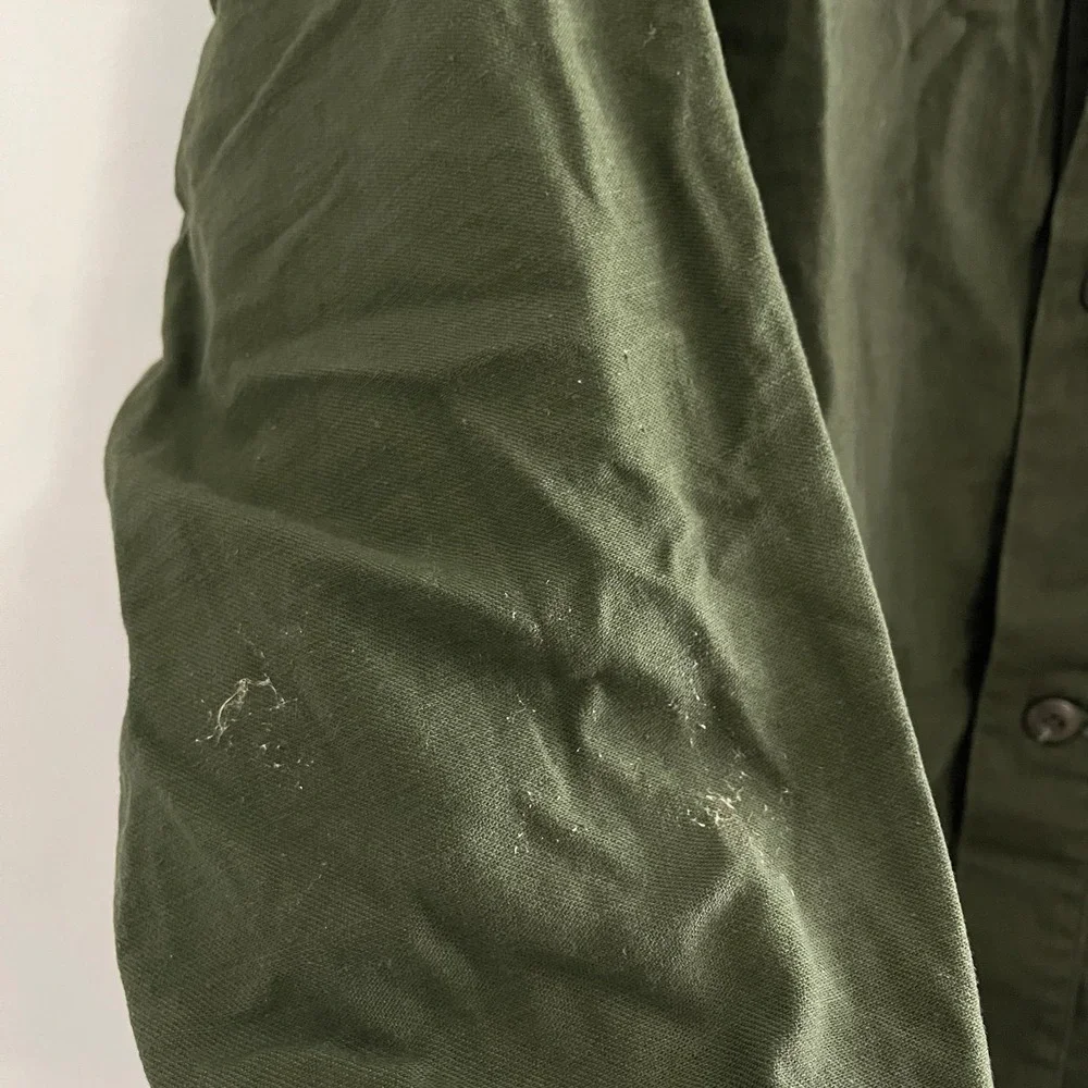 Vintage 70s US Army OG 107 Chemical Protective Shirt Liner Jacket - Men's Large